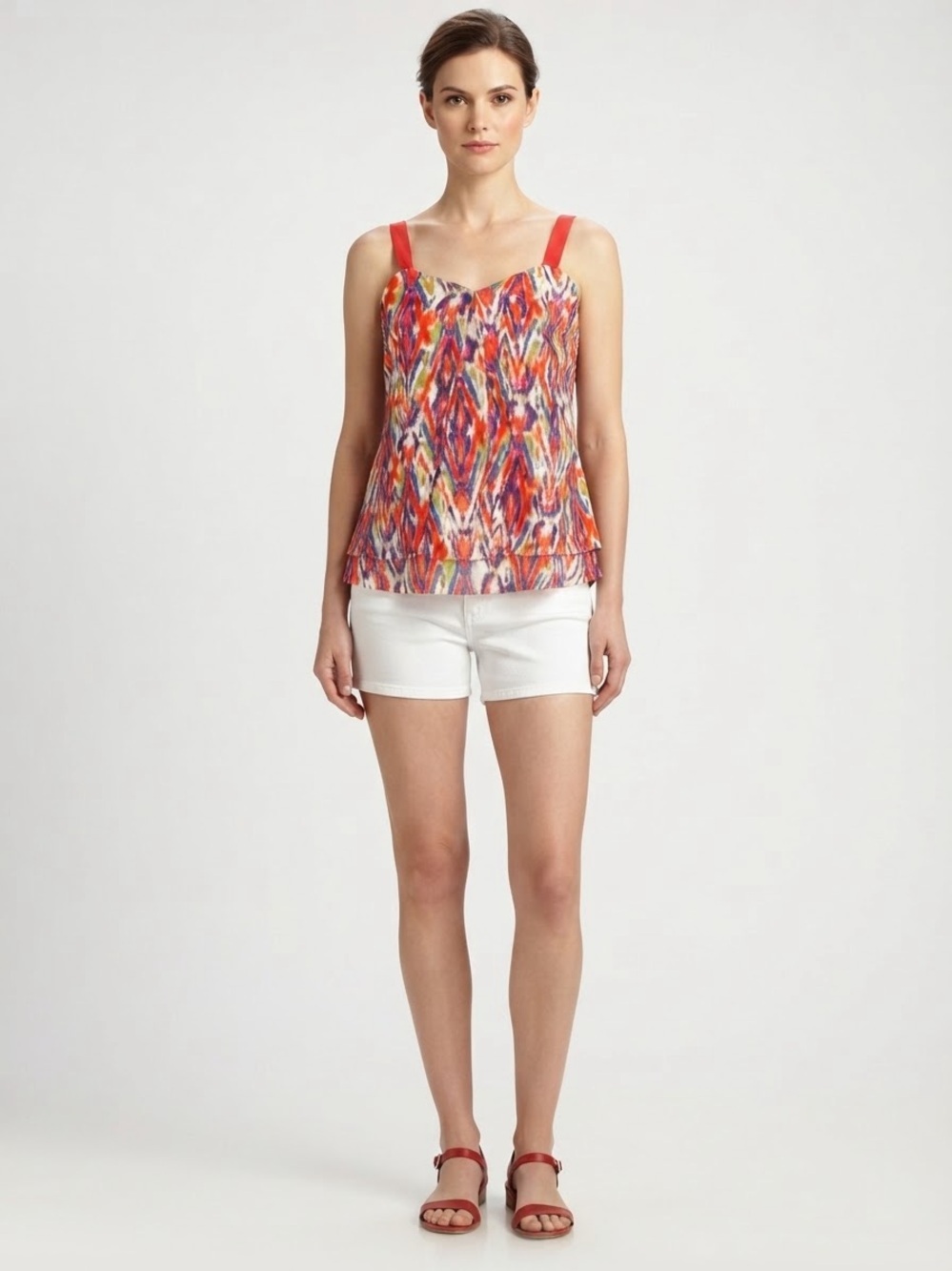 Nicole Miller Multicolor Abstract Cami Top XS Red Straps